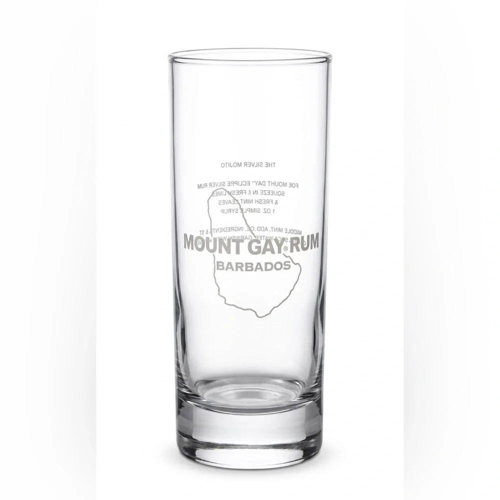 Mount Gay Rum Barbados Silver Mojito Recipe Glass - Highball NEW Vintage
